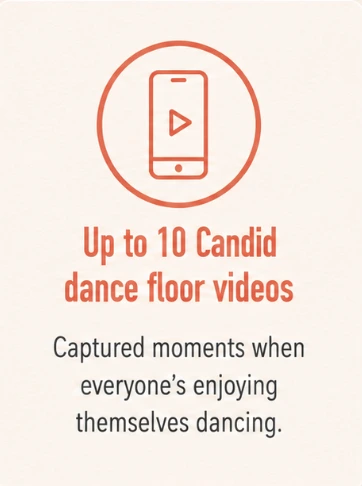 Up to 10 candid dance floor videos Up to 10 candid dance floor videos
